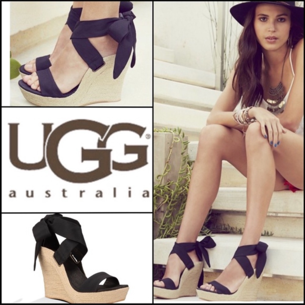 Ugg Jewels Platform Wedge in Black, Size 6.5